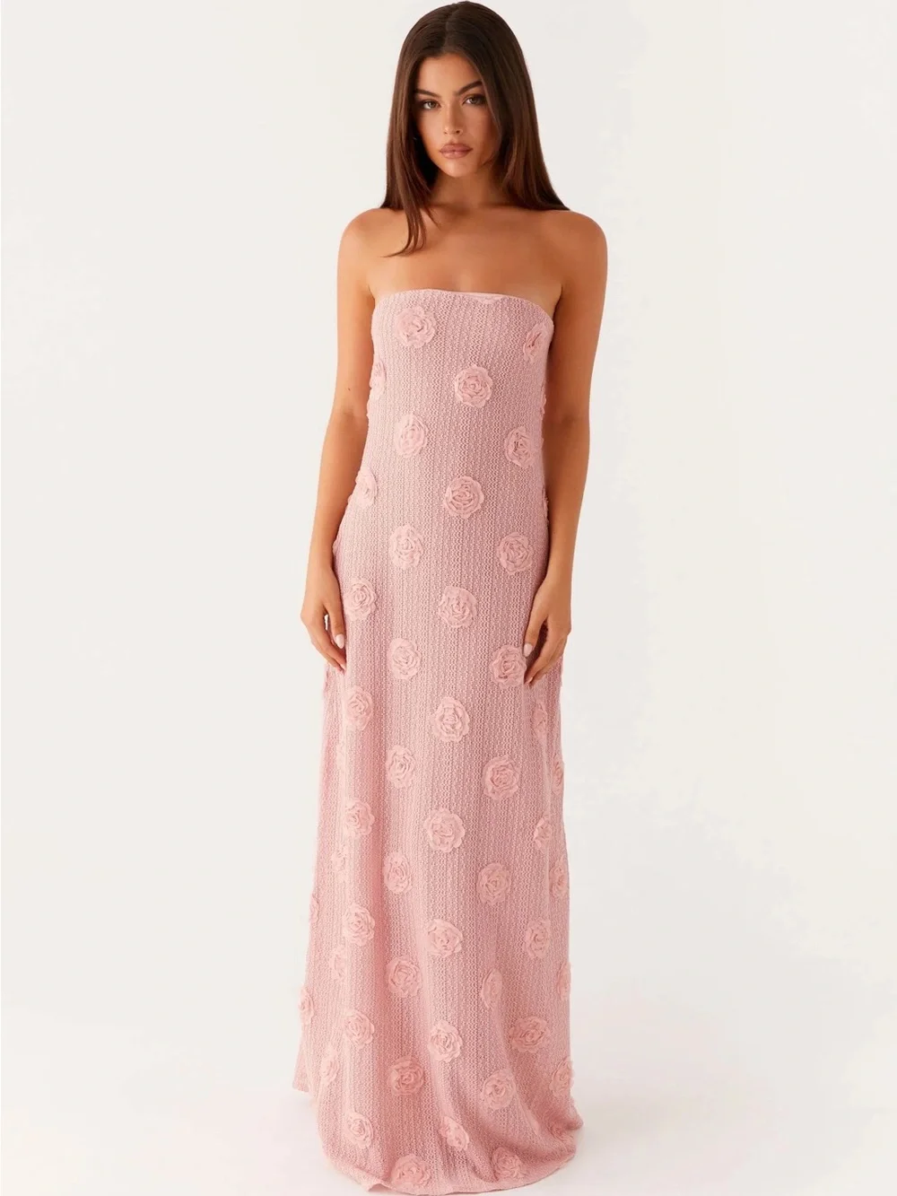 Peppermayo pink mesh 3D rose maxi dress - Picture 2 of 8